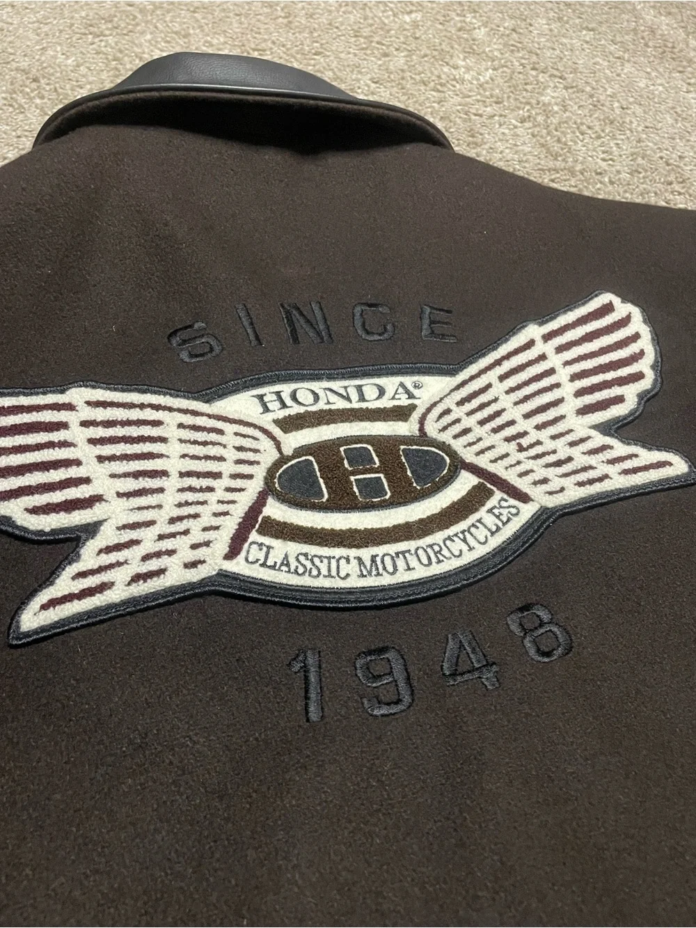 Vintage Honda Motorcycles Wool/Leather Varsity Jacket Men’s Large
